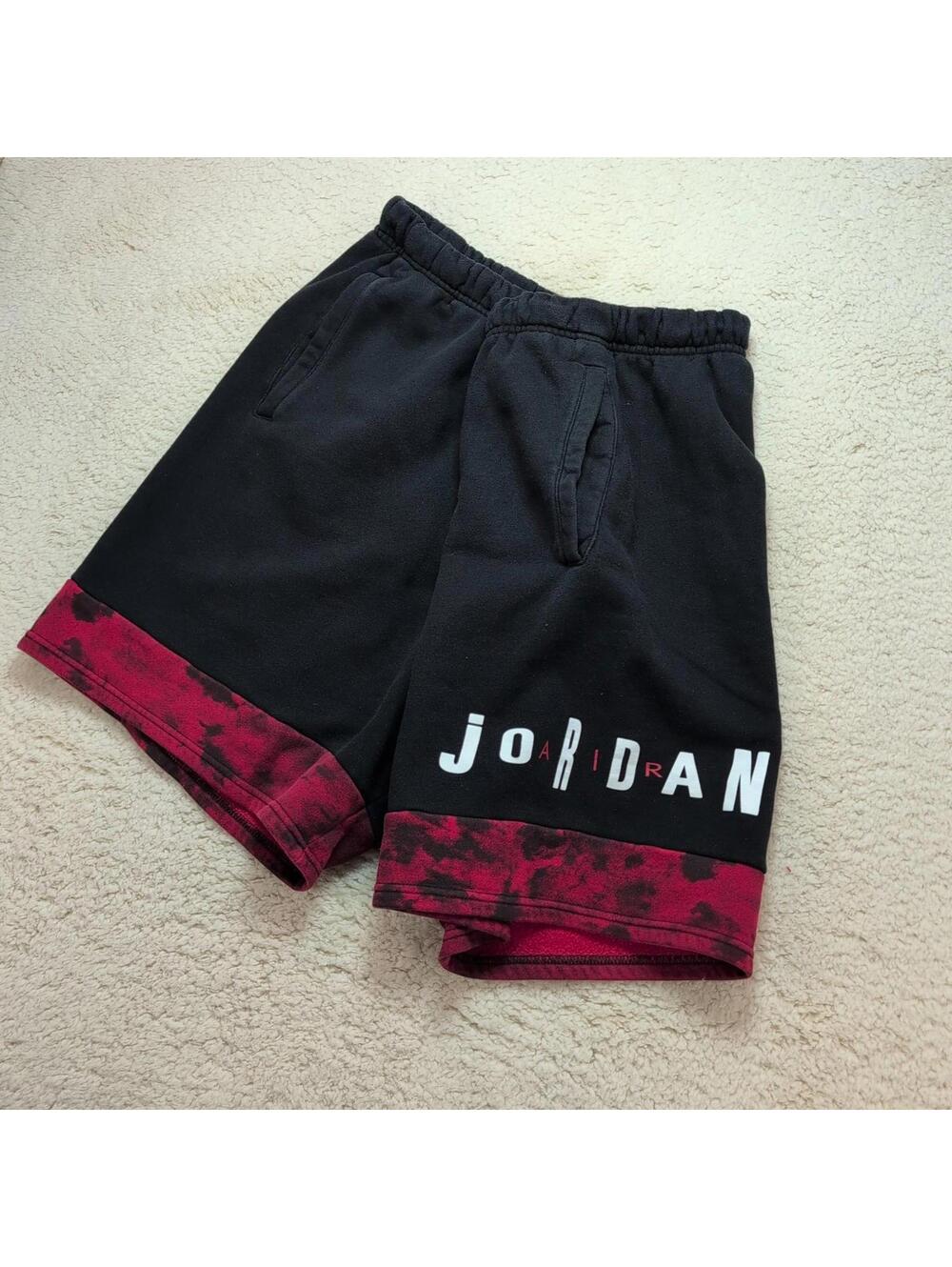 Jordan Sweat Shorts Men’s XL Black Red DD5221-010 Athletic Casual Streetwear - Picture 3 of 11